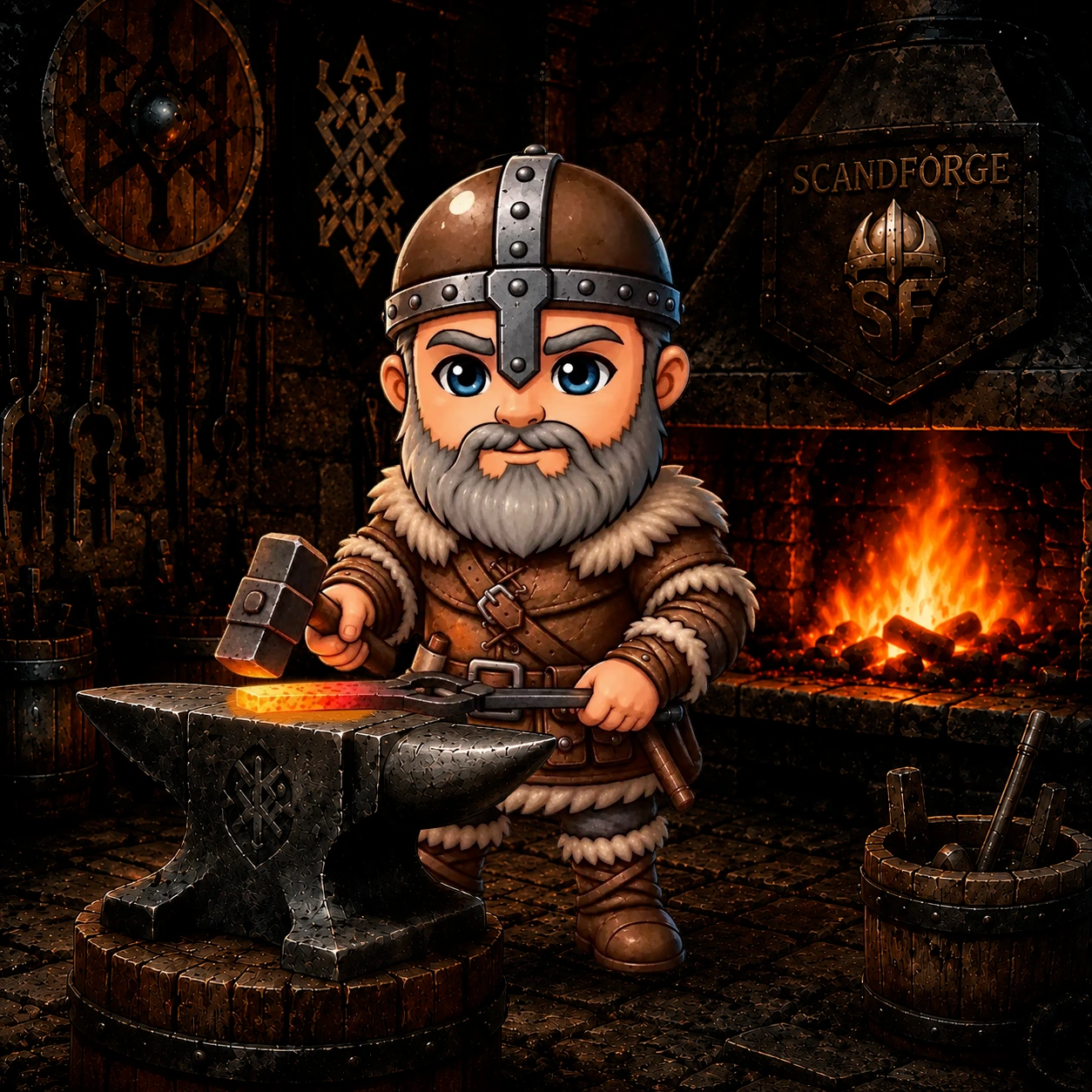 Thor working at the anvil
